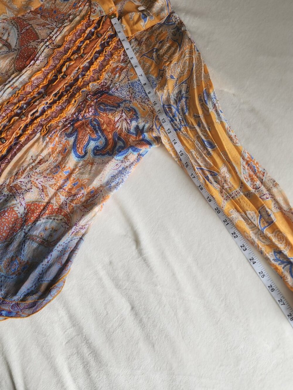 Soft Surroundings Paisley Ruffle Velvet Trim Tunic XL - Picture 13 of 13